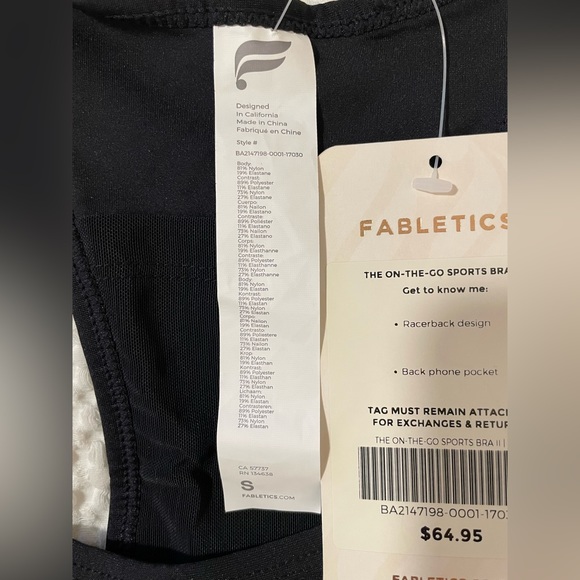 Fabletics On-The-Go Sports Bra II - BLACK - S/6 - Picture 5 of 6